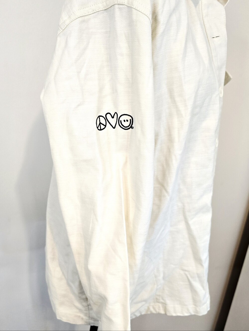 Peace Love World White Studded Star Utility Jacket Shacket Cotton Oversized Y2K - Picture 5 of 15